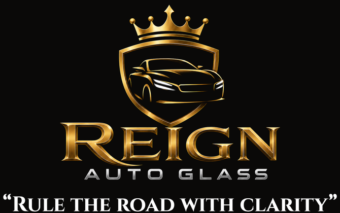 Reign Auto Glass logo with the tagline Rule the road with clarity