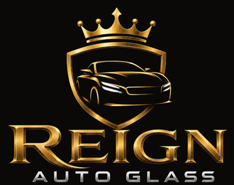 Reign Auto Glass logo, a gold crown and shield above the words Reign Auto Glass